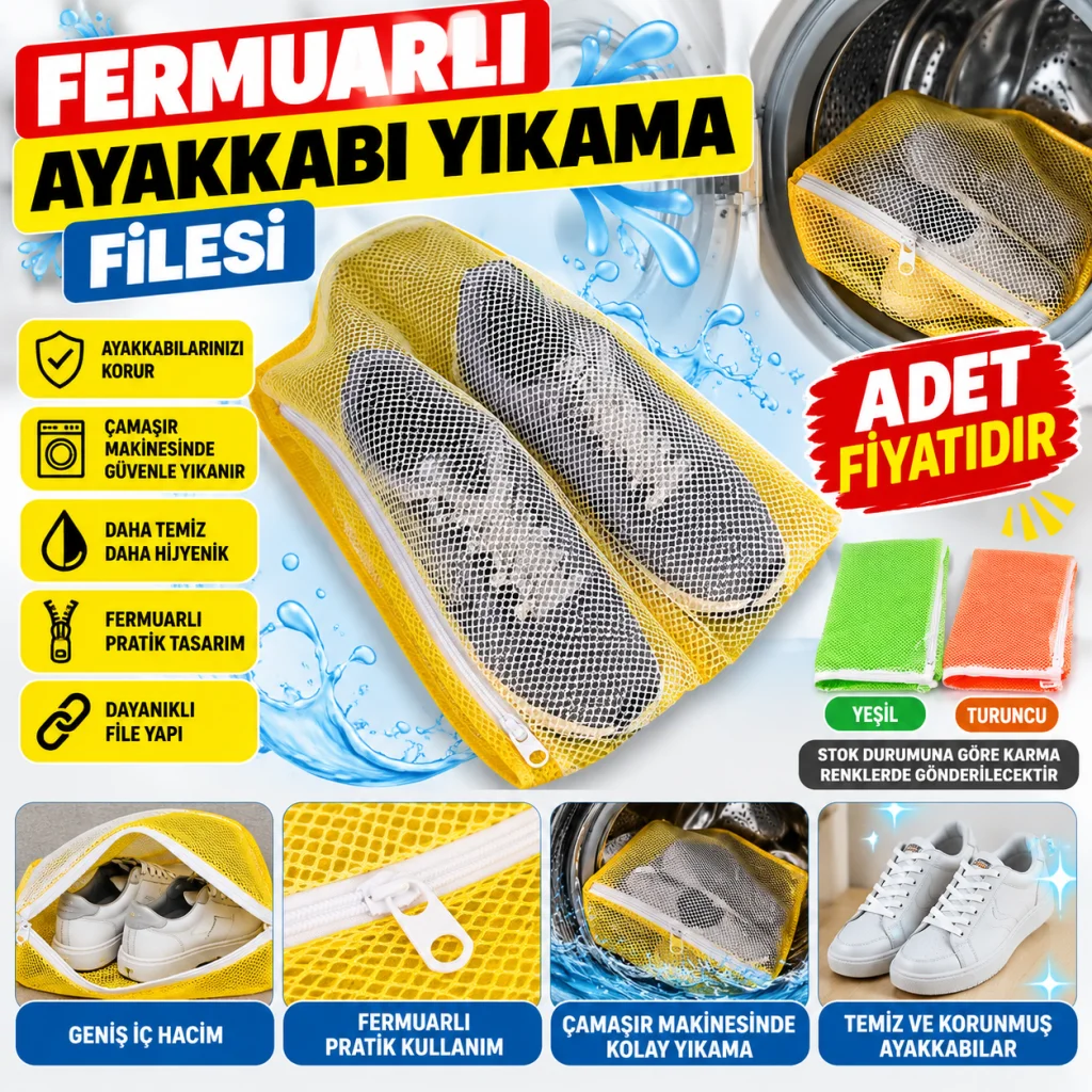 Çamaşır Makinesi İçinde Ayakkabı Terlik Yıkama Filesi Fermuarlı (adet fiyatıdır)