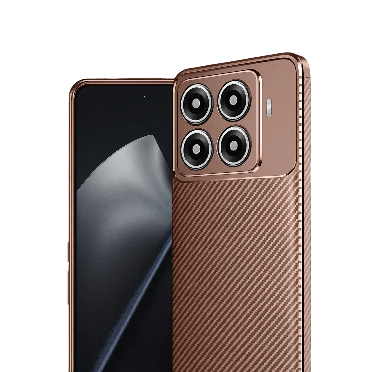 Xiaomi Mi 15T Pro Auto Focus Karbon Kapak - Kahverengi görsel 2