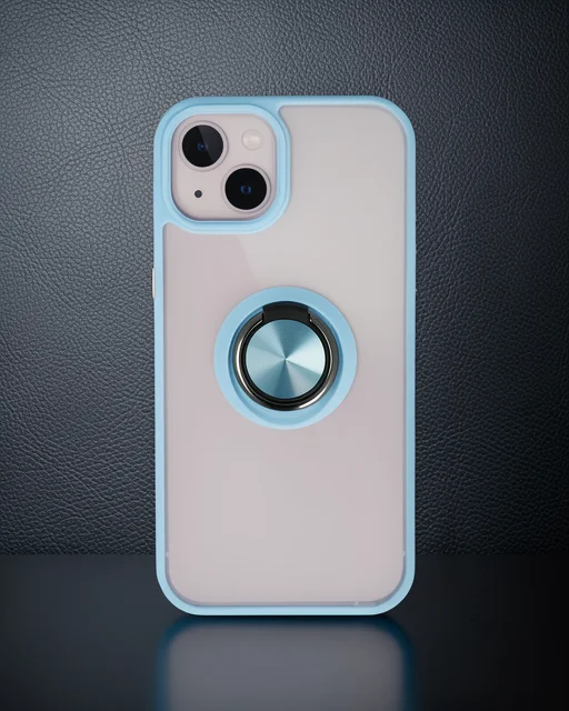 Apple İphone 15 Kılıf Montreal Yüzüklü Silikon Kapak - Buz Mavi