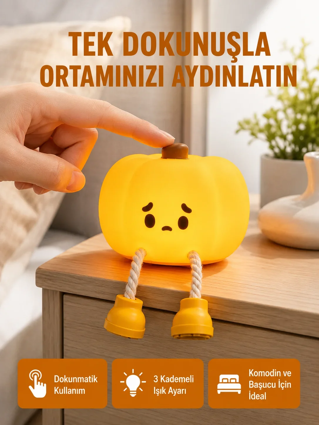 Silikon Pumpkin Night Light Telefon Tutuculu LED Lamba Yeni Nesil