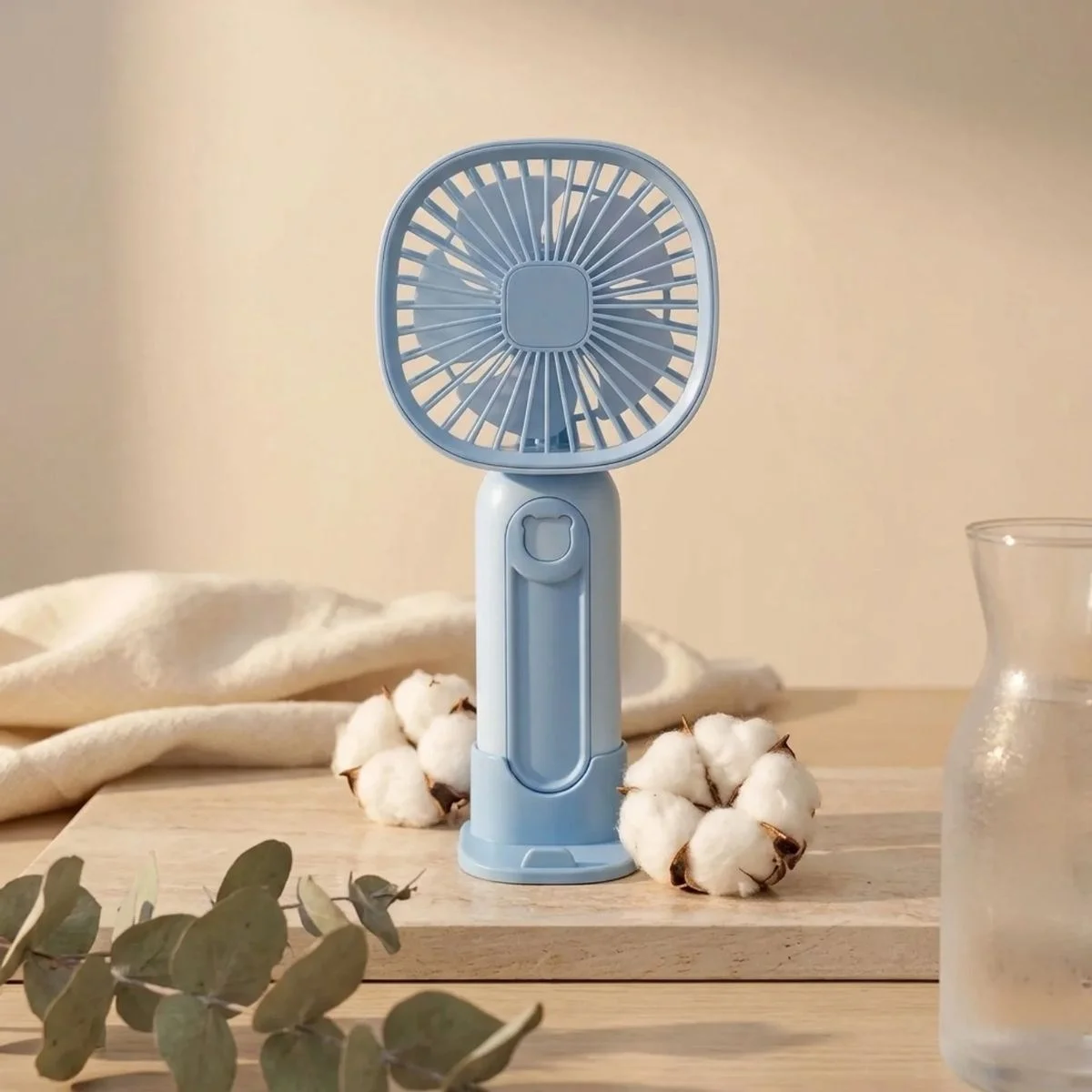 3 Kademeli Telefon Tutuculu Standlı ni Fan – Tuşu Ayı Figürlü Masaüstü ve EldeKullanılabilen Taşınabilir Fan EKL30