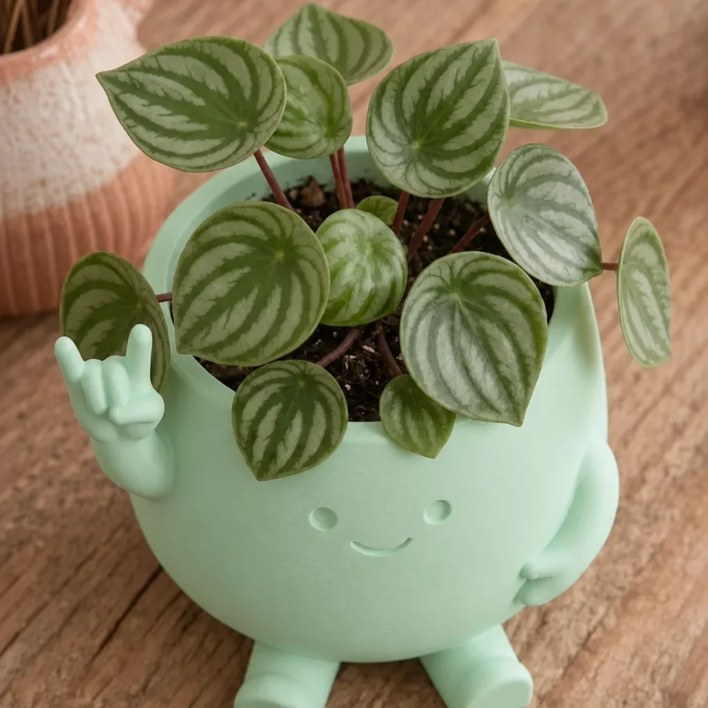 3D Baskı Smiley Face Planter - Gülümseyen Karakterli Saksı-Mint görsel 3