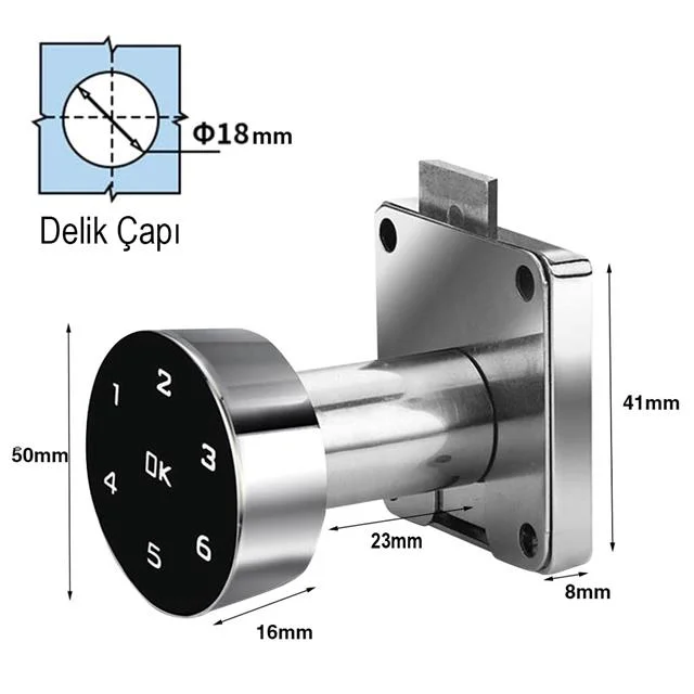 PM-26730 Çekmece Dolap Kilidi Dijital Numaralı Standart görsel 2