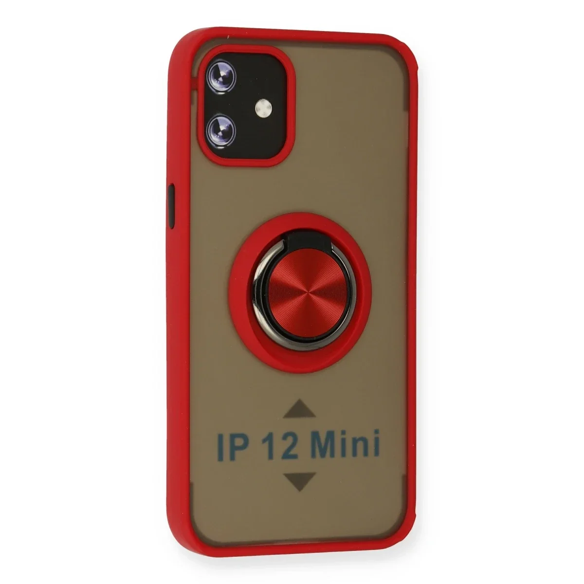 Apple iPhone 12 Mini Kılıf Montreal Yüzüklü Silikon Kapak - Kırmızı görsel 2