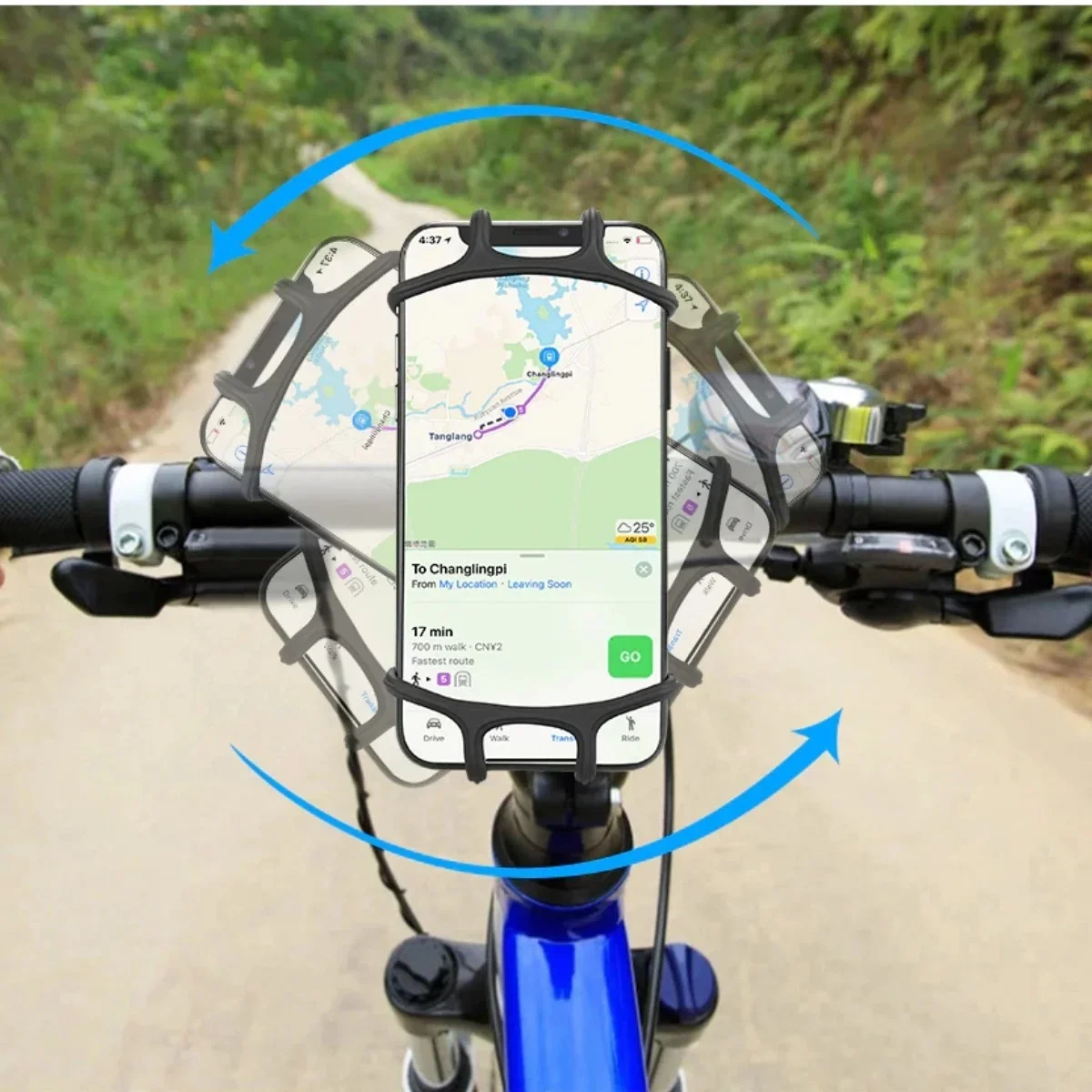 Universal Bisiklet Motosiklet Çocuk Arabası Silikon 360 Derece Telefon Tutucu Tüm Modellerle görsel 2
