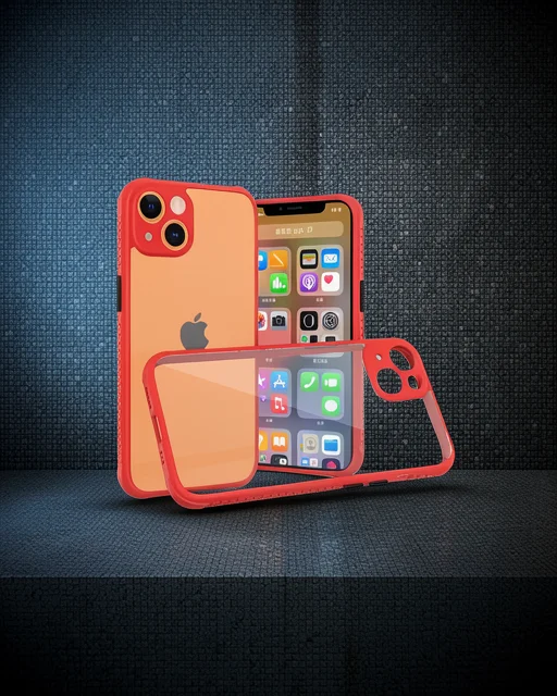 Apple İphone 13 Mini Kılıf Miami Şeffaf Silikon - Kırmızı