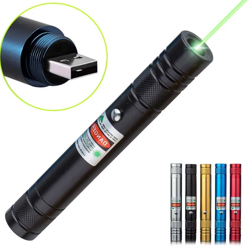 100MW Desen Başlıklı USB Şarjlı Yeşil Lazer Pointer