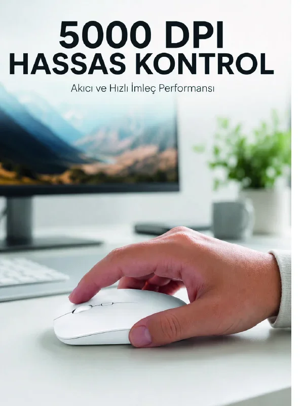 Kablosuz Bluetooth Oyuncu Mouse Sessiz Tıklama Ergonok Wireless Fare