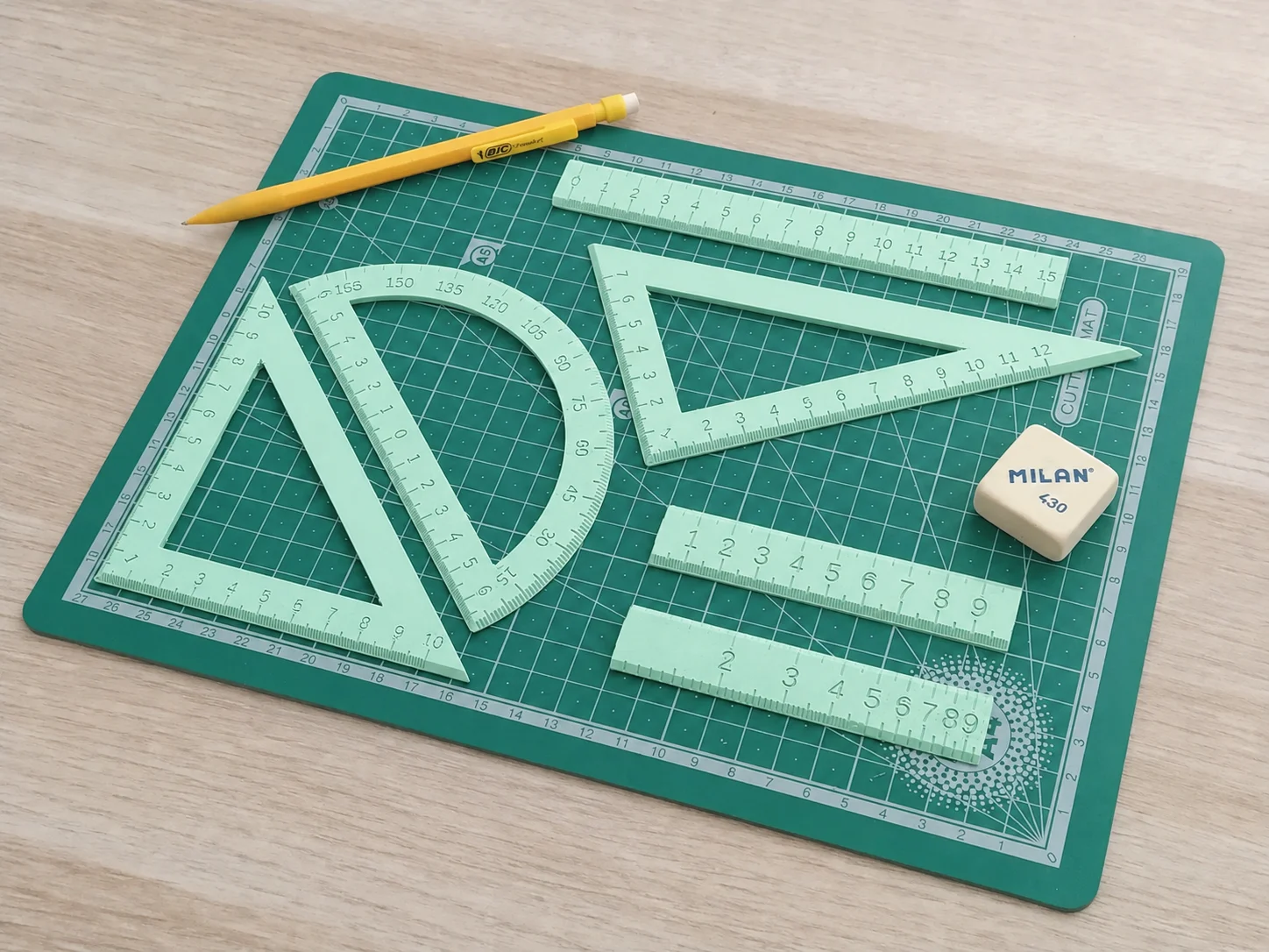 3D Baskı Geometri Cetvel Seti - İletki, Gönye ve Ölçüm Araçları - Mint