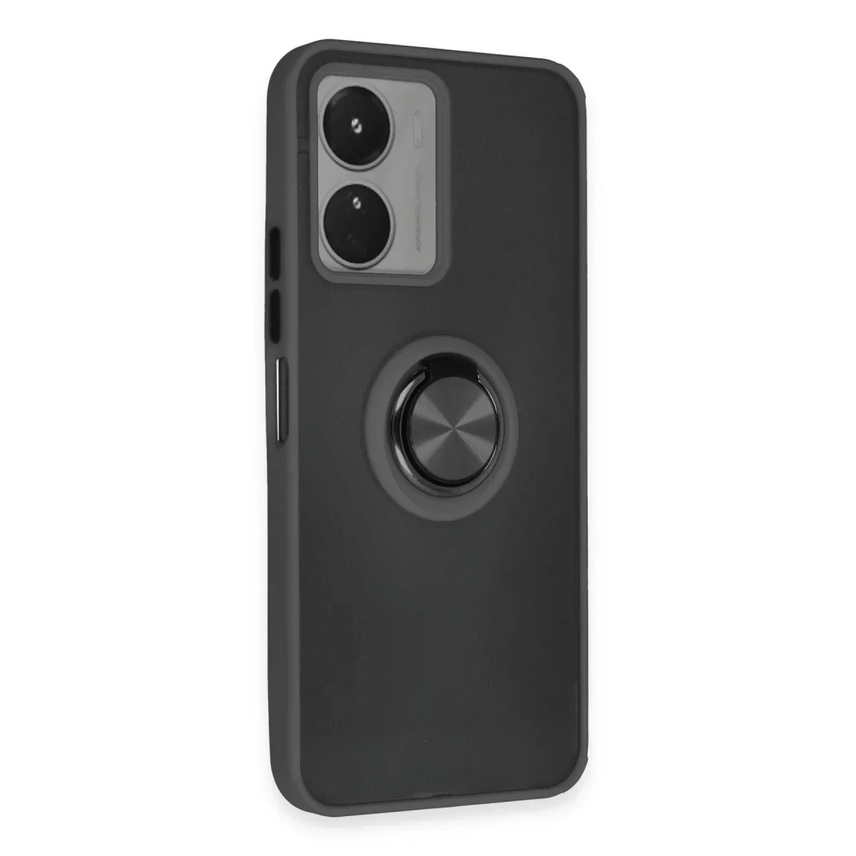 Vivo Y16 Kılıf Montreal Yüzüklü Silikon Kapak - Siyah görsel 2