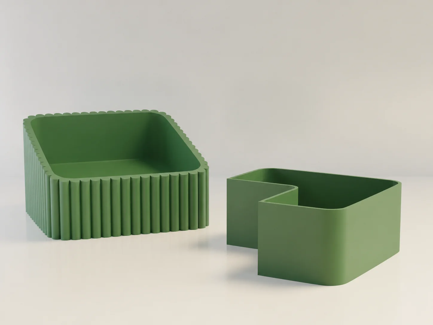 3D Baskı Fıstık Kasesi - Çift Hazneli Kabuk Ayırıcı Sunum Kasesi - Yeşil Yeşil görsel 2