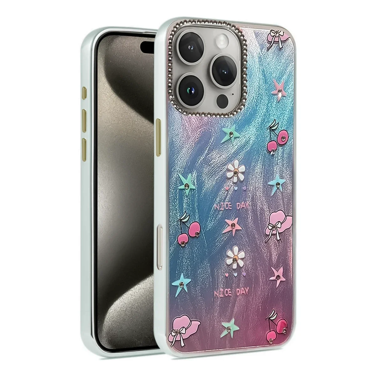 Apple iPhone 16 Pro Kılıf Blade Aynalı Desenli Kapak - Desen 4