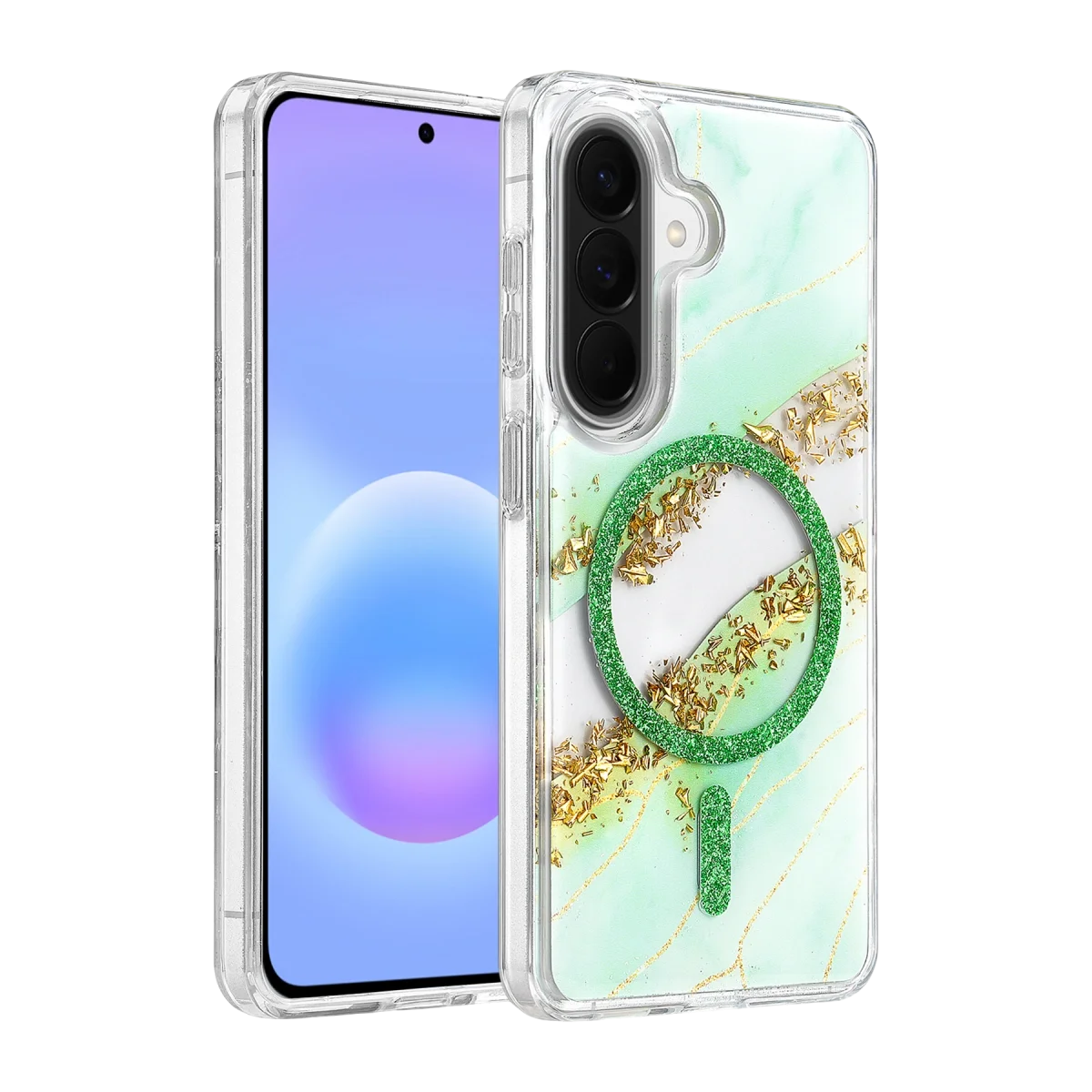 Onegif Samsung Galaxy A57 5g Lotus Simli Magsafe Kapak - Yeşil