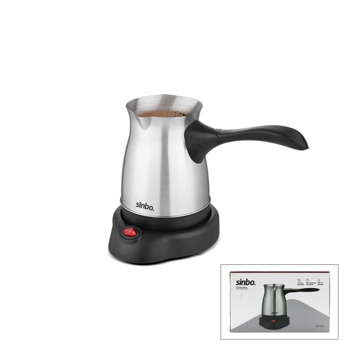 Elektrikli Çelik Cezve - Türk Kahvesi 500 ml (6 Fincan) 600W 360° Kablosuz görsel 2