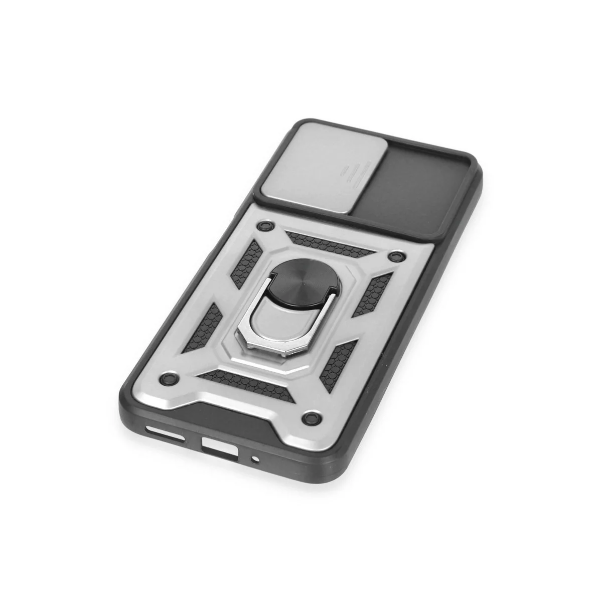 Xiao Red Note 12 5g Kılıf Pars Lens Yüzüklü Silikon - Gümüş görsel 5