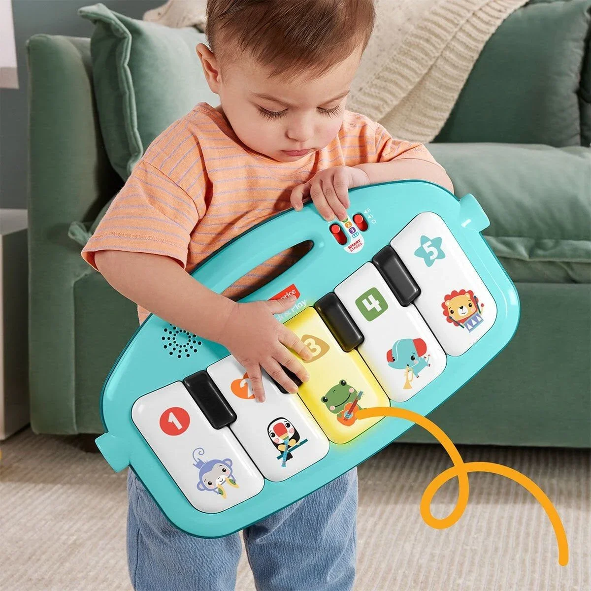 HWY49 Fisher-Price Neşeli Hayvanlar Piyanolu Jimnastik Merkezi görsel 3