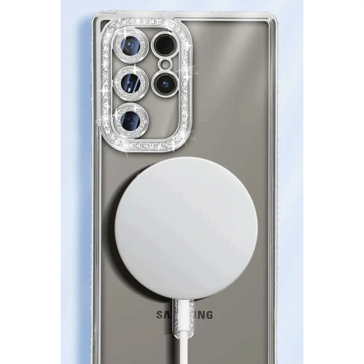 Samsung Galaxy S25 Ultra Kılıf Joke Simli Magneticsafe Kılıf - Derin Mor görsel 2