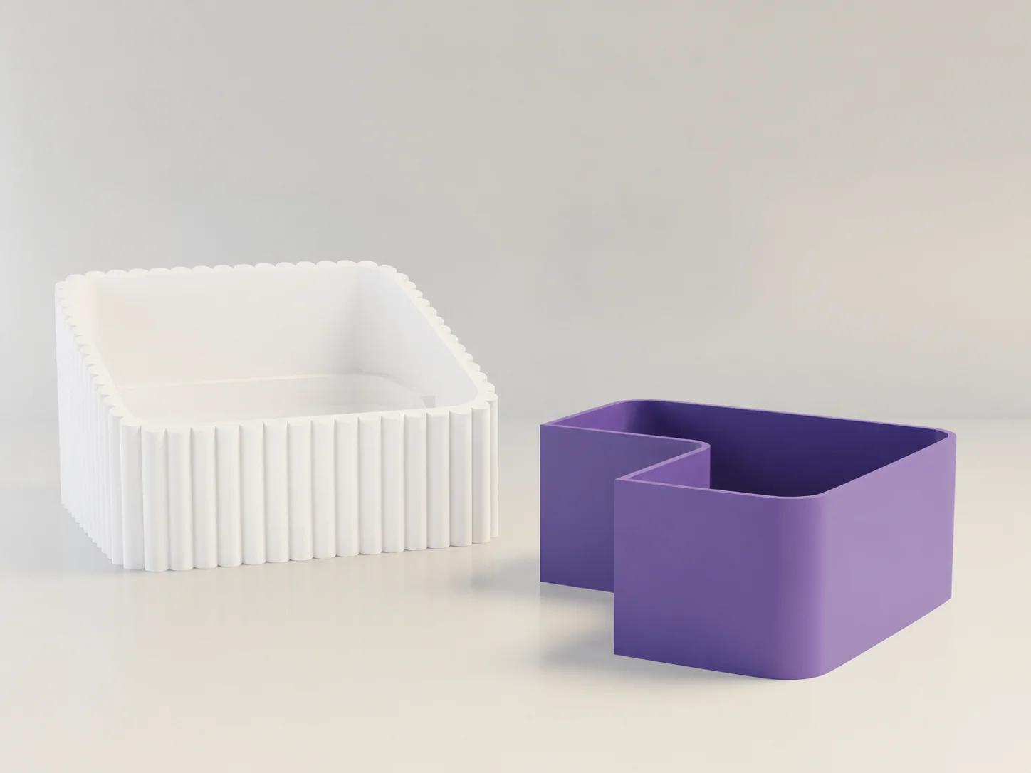 3D Baskı Fıstık Kasesi - Çift Hazneli Kabuk Ayırıcı Sunum Kasesi - Beyaz Mor görsel 2