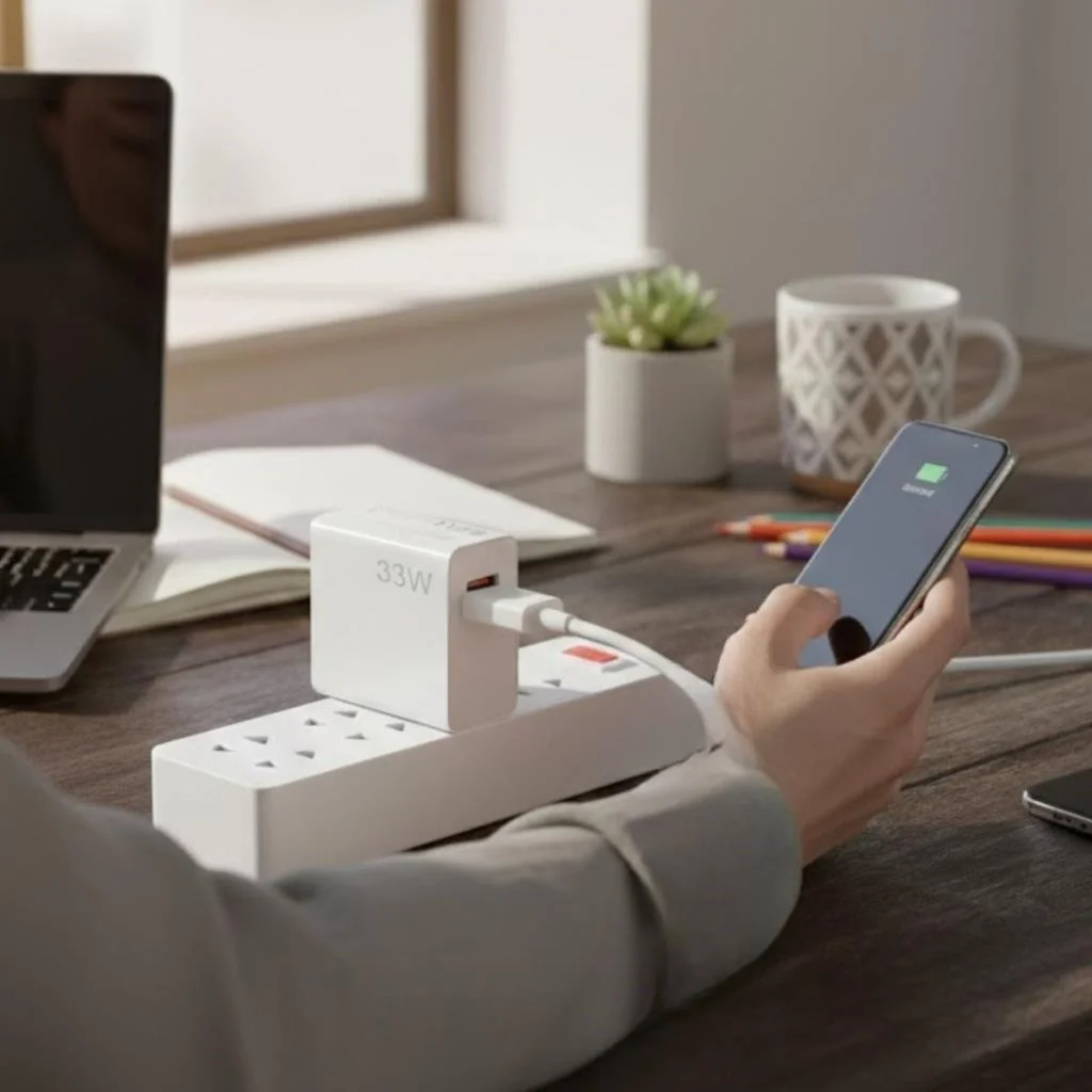 33W Hızlı Şarj Adaptörü – Type-C Kablolu, USB Çıkışlı, Akıllı Şarj Destekli Duvar Tipi Şarj Cihazı görsel 3