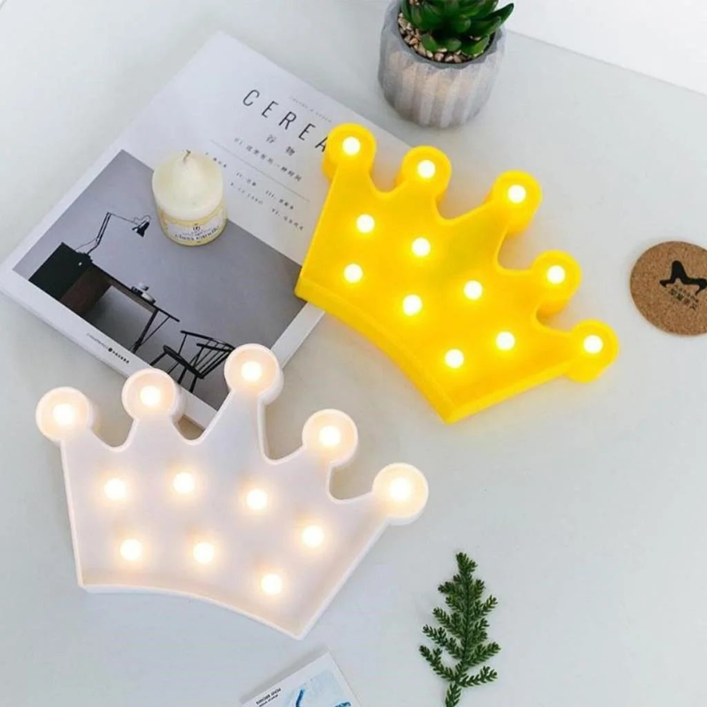 3D Dekoratif Pilli Kraliçe Tacı Model Led Masa ve Gece Lambası (adet fiyatıdır) görsel 2