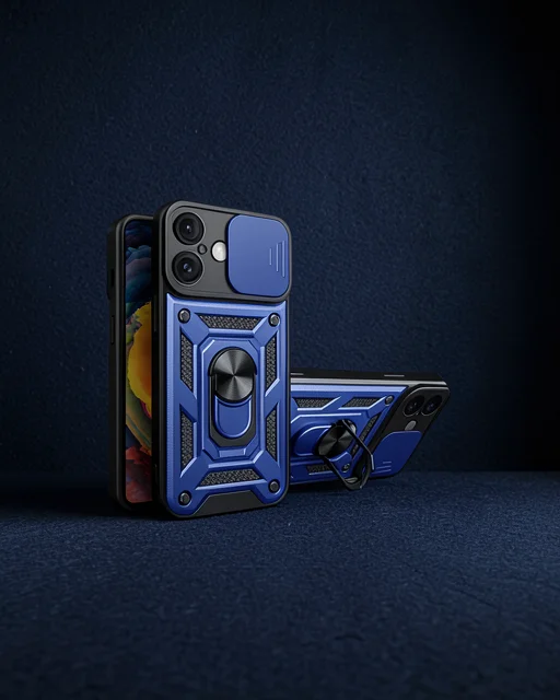 Apple İphone 16 Kılıf Pars Lens Yüzüklü Silikon - Lacivert