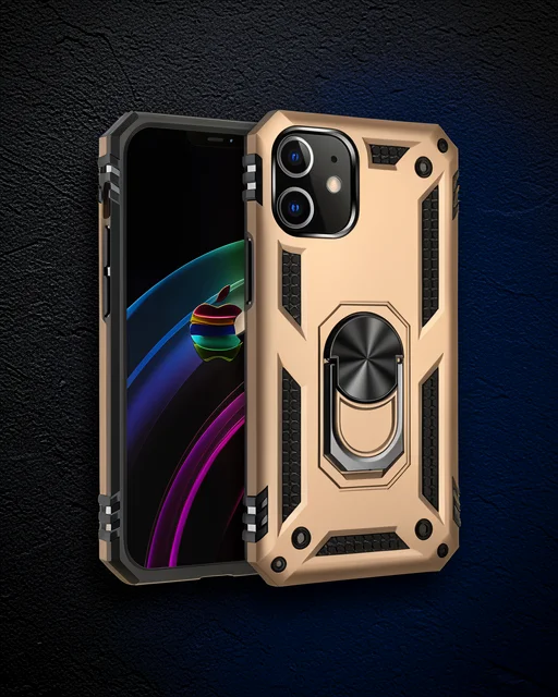 Apple İphone 12 Mini Kılıf Sofya Yüzüklü Silikon Kapak - Gold