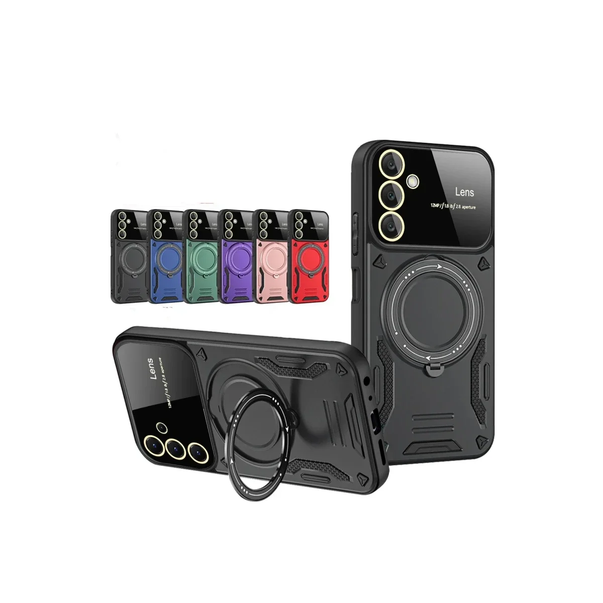 Samsung Galaxy S25 Plus Kılıf Joy Lens Standlı Kapak - Kırmızı görsel 2