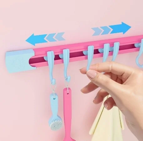 10 Kancalı Raylı Mutfak ve Banyo Düzenleyici Askı 30 cm görsel 3