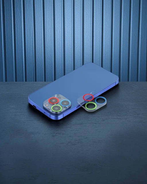 Apple İphone 13 Pro Max Renkli Kamera Lens Koruma Cam - Mavi-yeşil