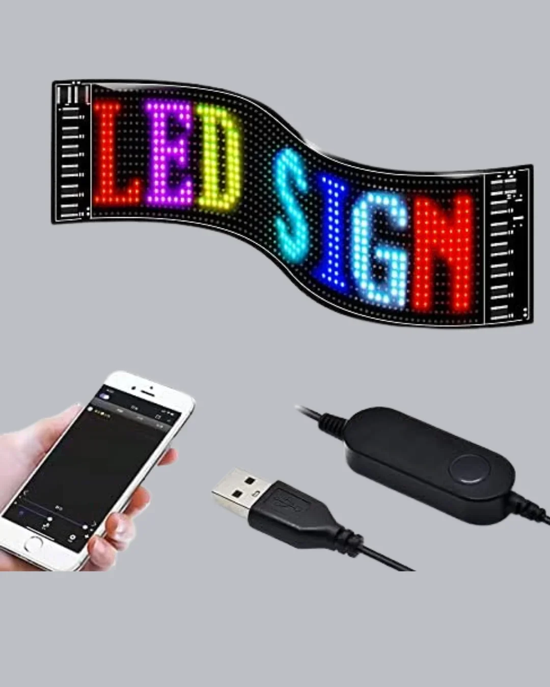 RGB LED Panel – Mobil Uyumlu, Yazı ve GIF Destekli, USB Bağlantılı Dekoratif Ekran görsel 4