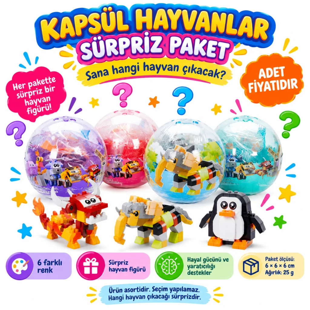 5244 KAPSÜL HAYVANLAR SÜRPRİZ PAKET 24D (adet fiyatıdır)