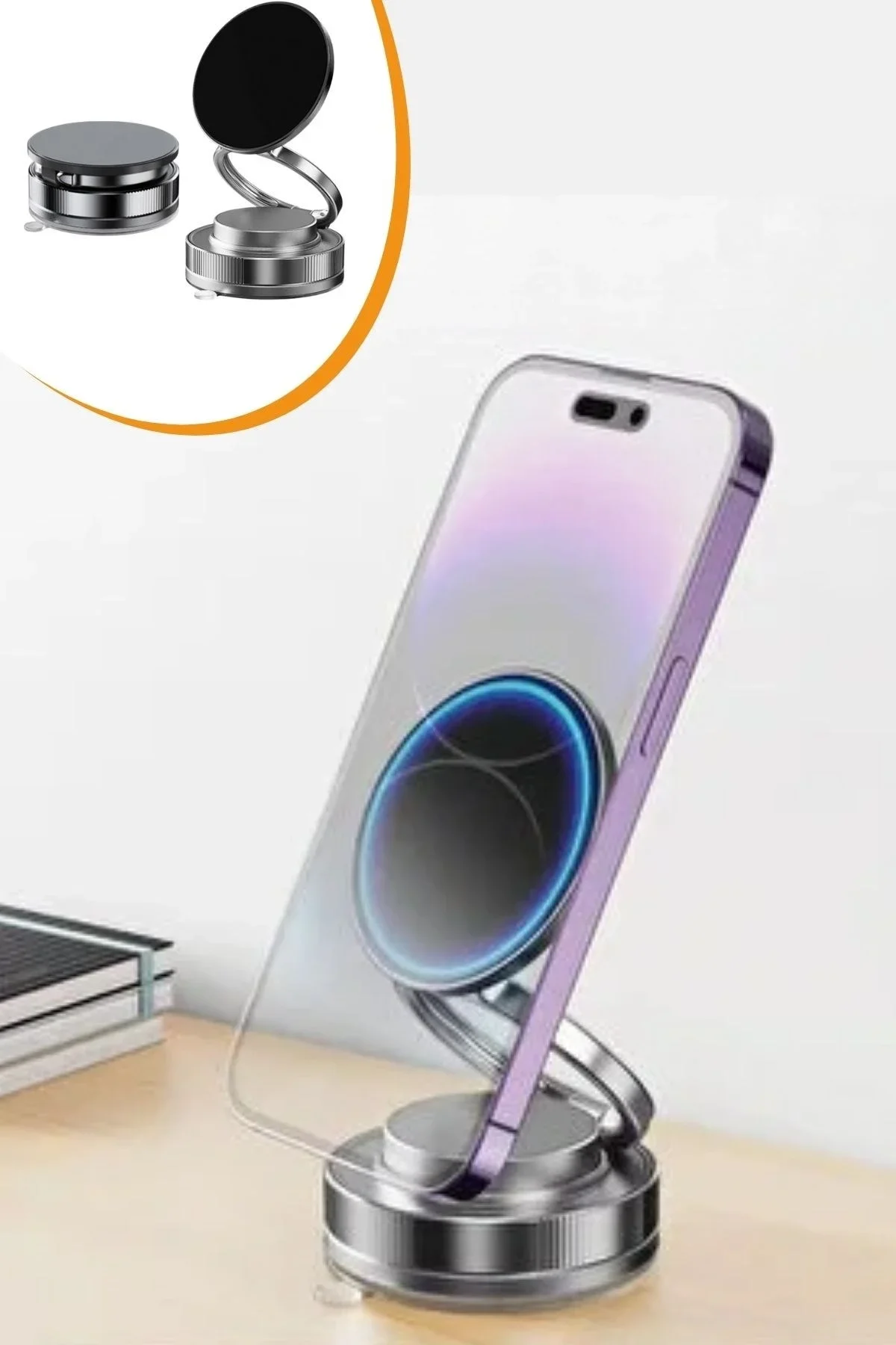 Vakumlu Manyetik Telefon Tutucu – Güçlü Vakum 360° Döner Araç İçi Telefon Standı, Ultra Sabit Manyetik Destekli Mobil Cihaz Aparatı görsel 6