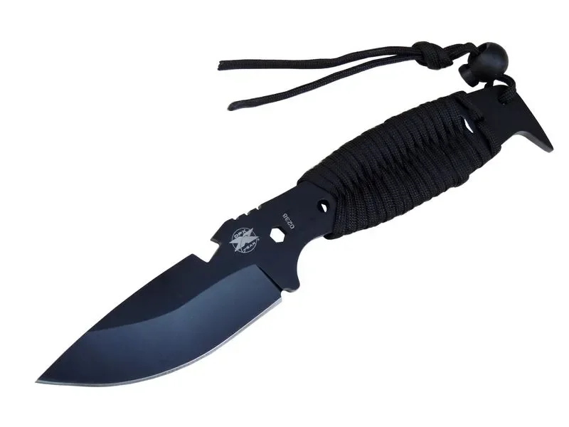 Gear Assault 0238BK Kamp Bıçağı 22,5 cm - Siyah, Metal &amp;amp; İpli Sap