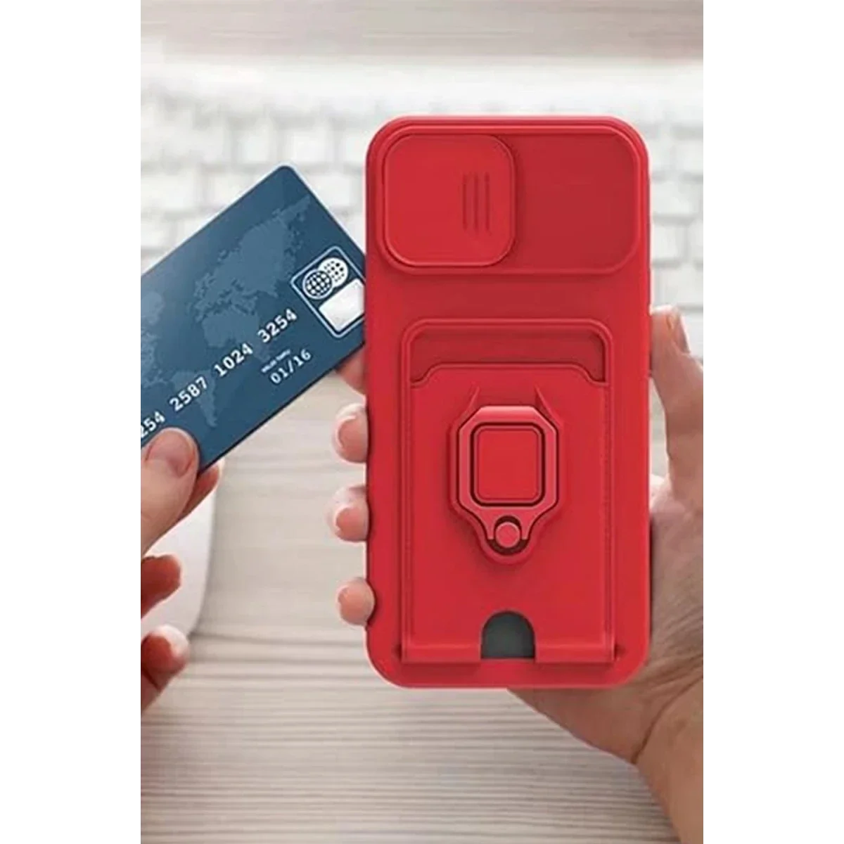 Xiaomi Redmi Note 13 Pro 5G Kılıf Zuma Kartvizitli Yüzüklü Silikon - Lila görsel 2