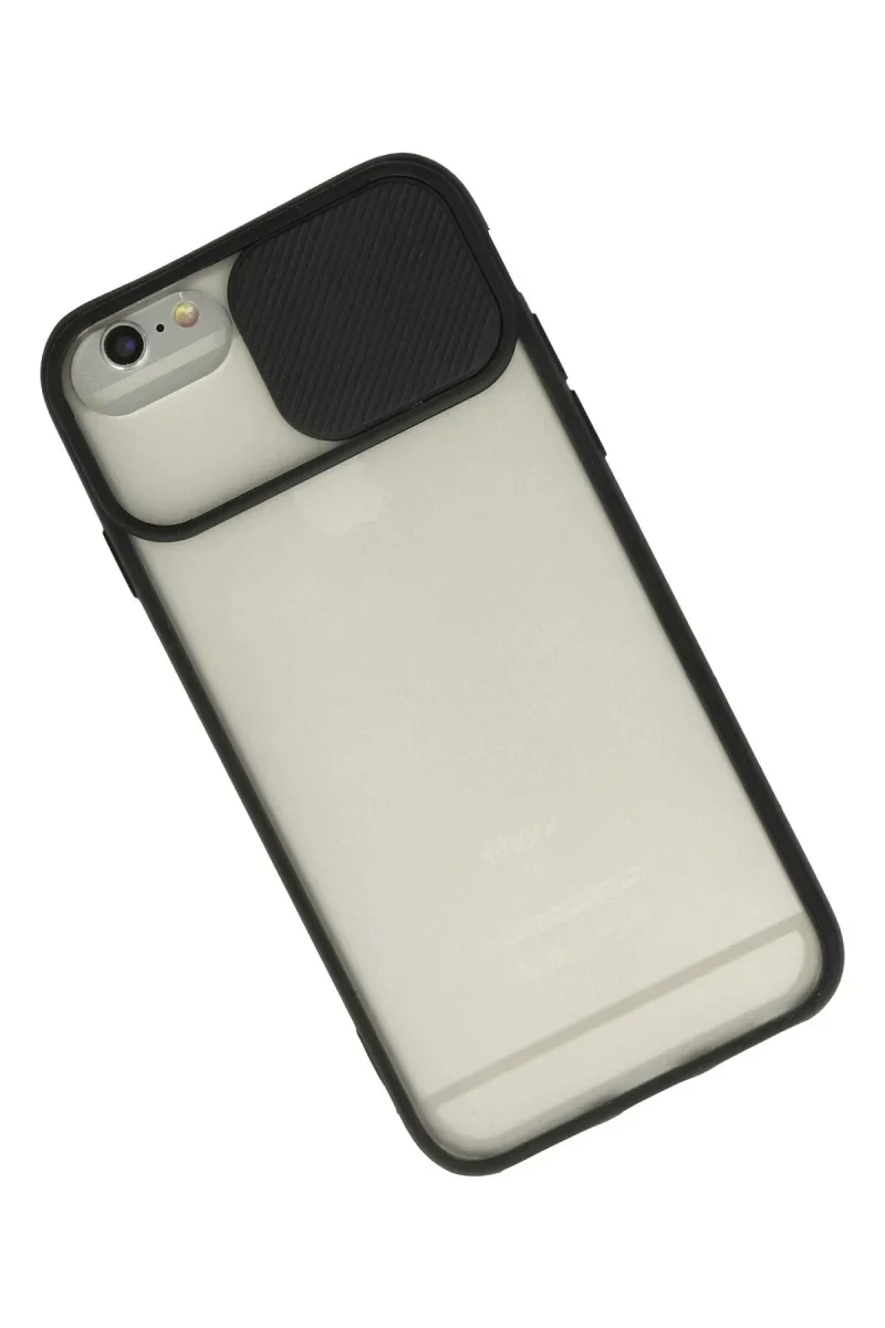 Apple iPhone 6 Plus Kılıf Palm Buzlu Kamera Sürgülü Silikon - Siyah görsel 2