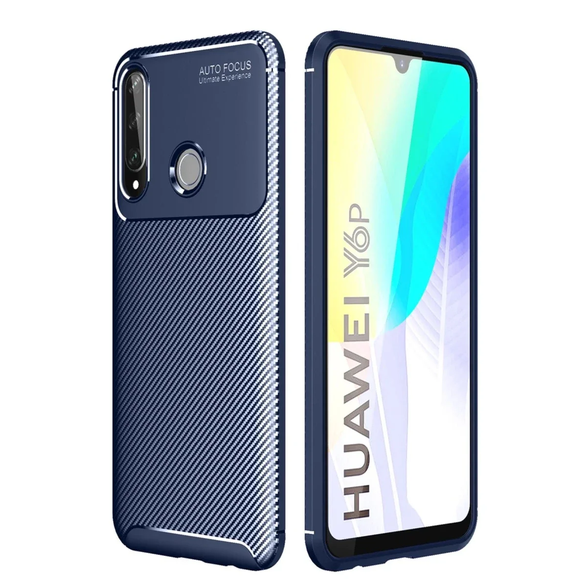 Huawei Y6P Kılıf Auto Focus Karbon Kapak - Lacivert
