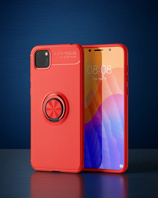 Huawei Y5p Kılıf Range Yüzüklü Silikon - Kırmızı