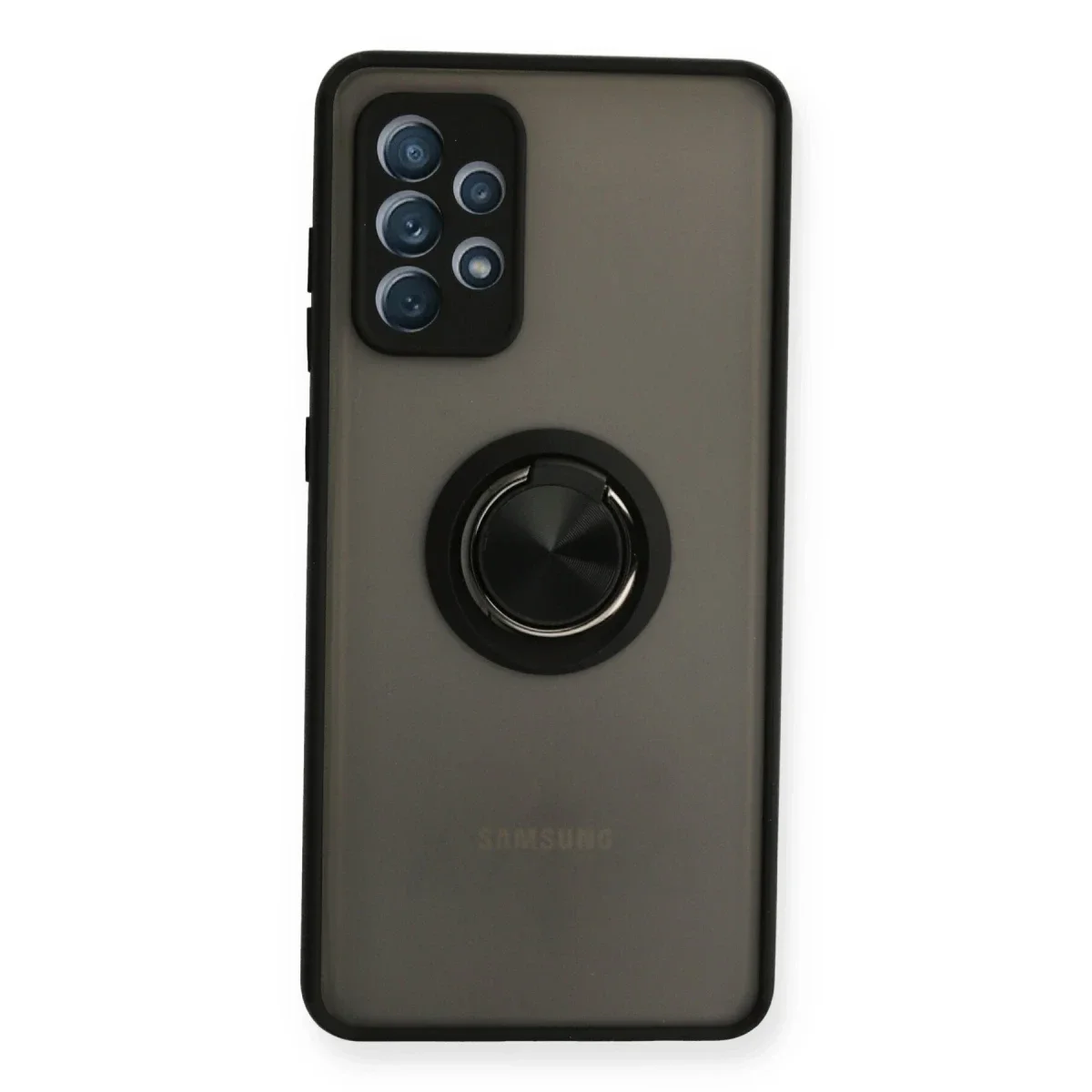 Samsung Galaxy A72 Kılıf Montreal Yüzüklü Silikon Kapak - Siyah