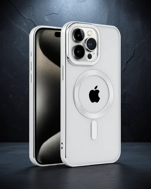 Apple İphone 15 Pro Kılıf Kronos Magsafe Kapak - Gümüş