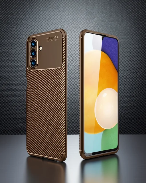 Samsung Galaxy A36 Kılıf Auto Focus Karbon Kapak - Kahverengi