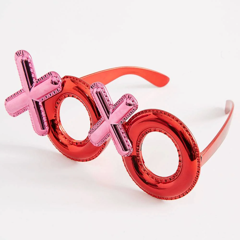 Kırmızı Renk Xoxo Yazılı Parti Gözlüğü 17x7 cm görsel 2