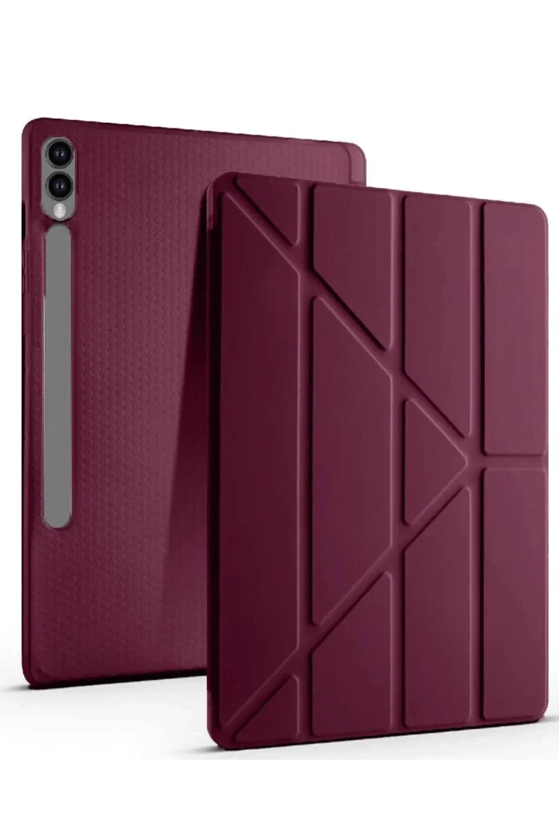 Samsung Galaxy X610 Tab S9 FE Plus 12.4 Kılıf Kalemlikli Mars Tablet Kılıfı - Mürdüm