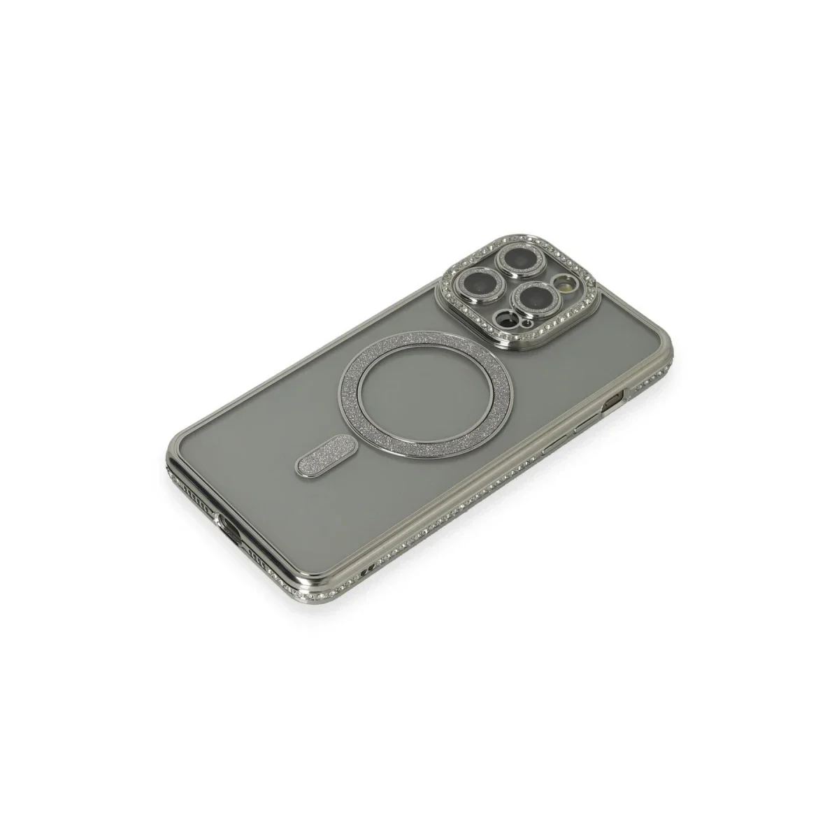 Apple iPhone 15 Pro Kılıf Joke Simli Magneticsafe Kılıf - Gri görsel 3