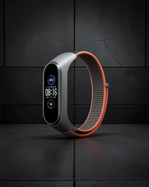 Xiaomi Mi Band 4 Hasırlı Cırtcırtlı Kordon - Turuncu-gri