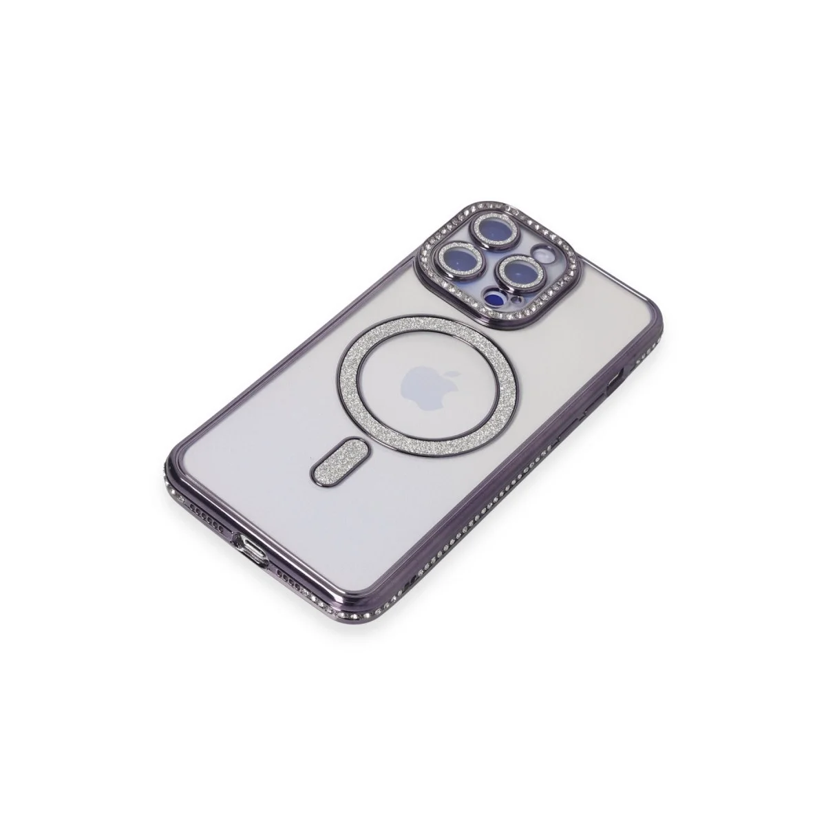Apple İphone 15 Pro Max Kılıf Joke Simli Magneticsafe Kılıf - Derin Mor görsel 3
