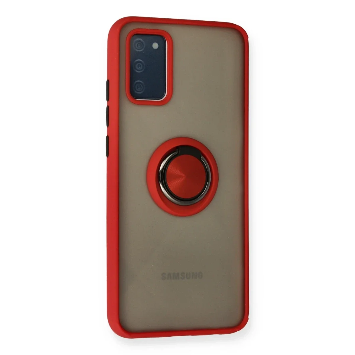 Samsung Galaxy A02S Kılıf Montreal Yüzüklü Silikon Kapak - Kırmızı görsel 2
