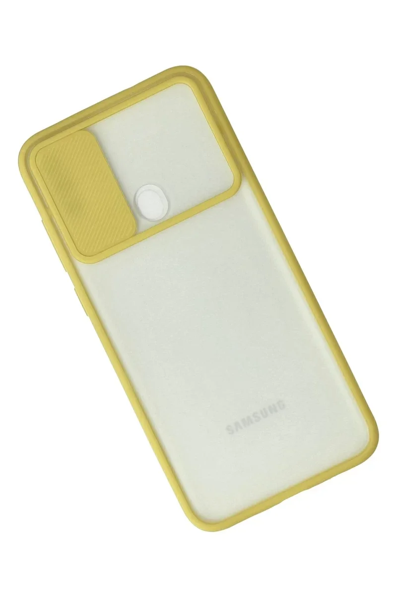 Samsung Galaxy A11 Kılıf Palm Buzlu Kamera Sürgülü Silikon - Sarı görsel 3