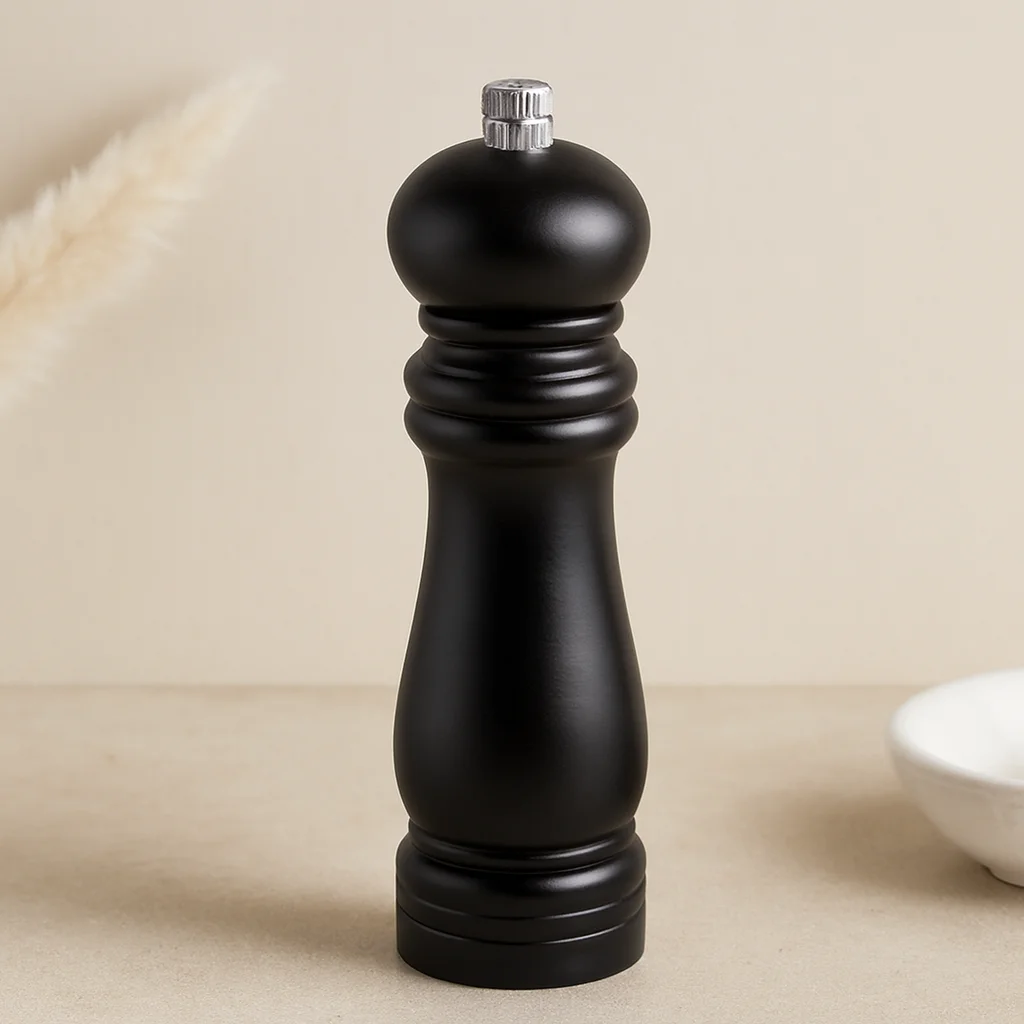 Küçük Siyah Ahşap Tuz ve Baharat Öğütücü (Çap 4.5 cm, 15.5 cm)
