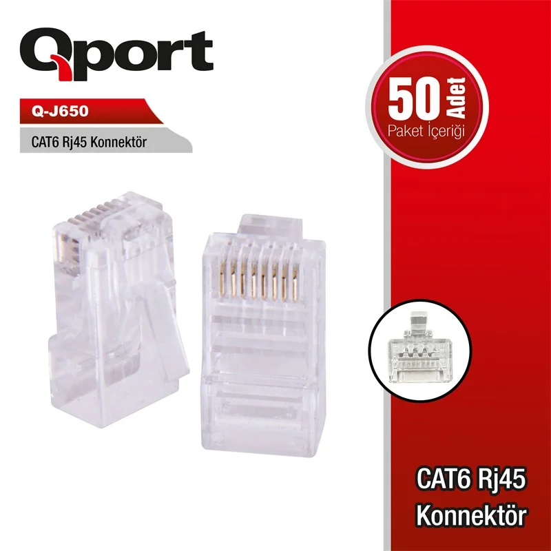 Q-J650 CAT6 50 Lik RJ-45 Konnektör