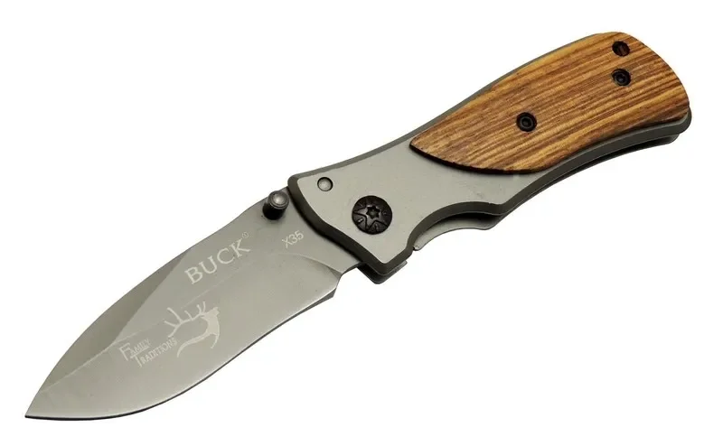 Faly X35 Kahverengi Kamp Çakı 15cm- Manuel, Kemerlikli, Ahşap Sap